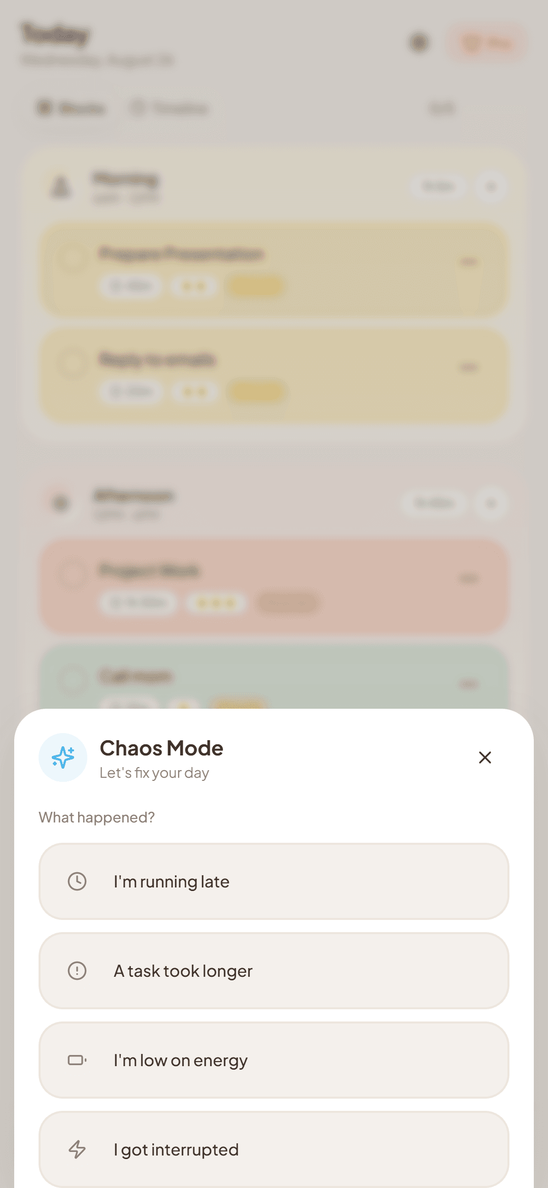DayFix Chaos Mode asking what changed in the day